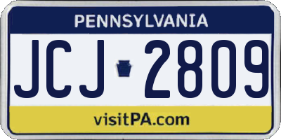 PA license plate JCJ2809