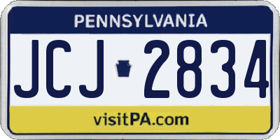 PA license plate JCJ2834