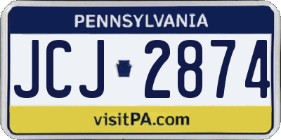 PA license plate JCJ2874