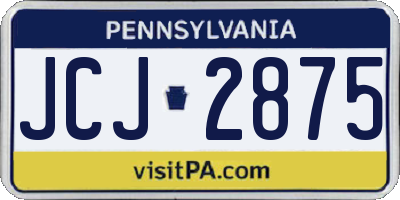 PA license plate JCJ2875