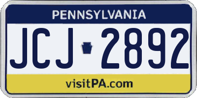 PA license plate JCJ2892