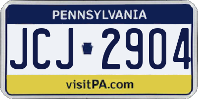 PA license plate JCJ2904