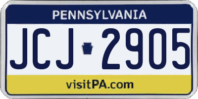 PA license plate JCJ2905