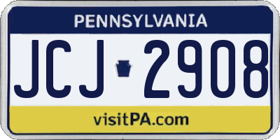 PA license plate JCJ2908