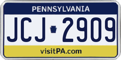 PA license plate JCJ2909
