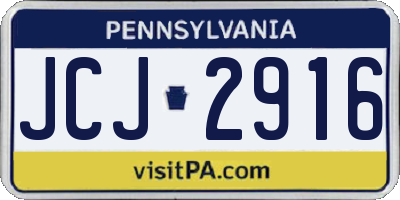 PA license plate JCJ2916