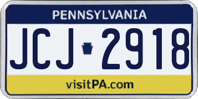 PA license plate JCJ2918