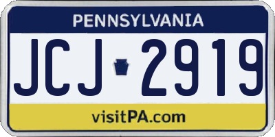 PA license plate JCJ2919