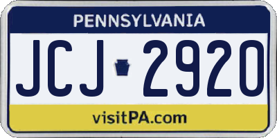 PA license plate JCJ2920