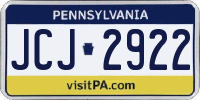PA license plate JCJ2922