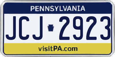 PA license plate JCJ2923
