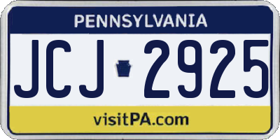 PA license plate JCJ2925