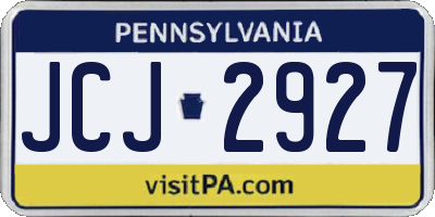 PA license plate JCJ2927