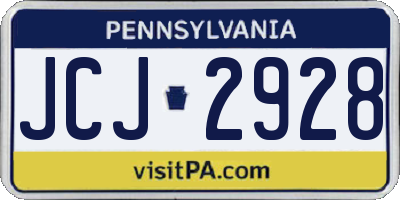 PA license plate JCJ2928