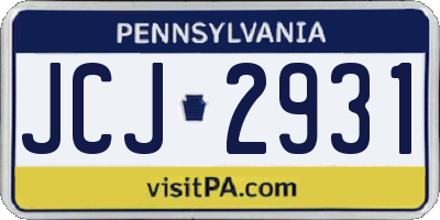 PA license plate JCJ2931