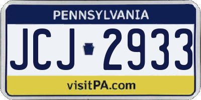 PA license plate JCJ2933