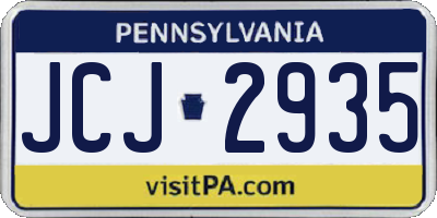 PA license plate JCJ2935