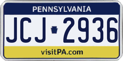 PA license plate JCJ2936