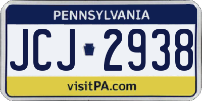 PA license plate JCJ2938