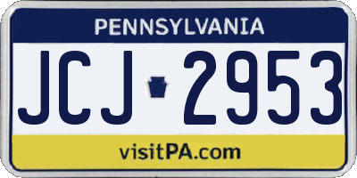 PA license plate JCJ2953