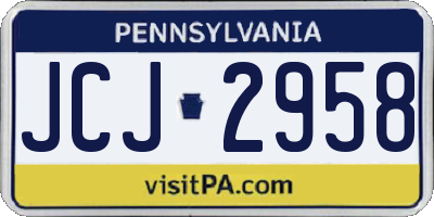PA license plate JCJ2958