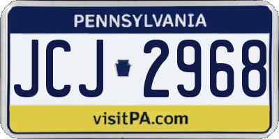 PA license plate JCJ2968