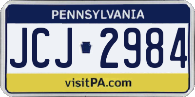 PA license plate JCJ2984