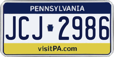 PA license plate JCJ2986