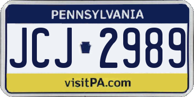 PA license plate JCJ2989