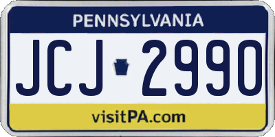 PA license plate JCJ2990