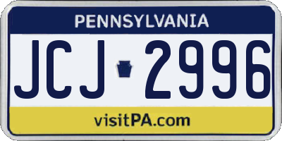 PA license plate JCJ2996