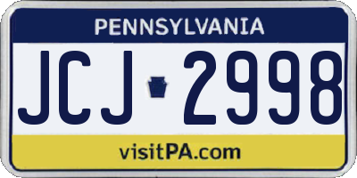 PA license plate JCJ2998