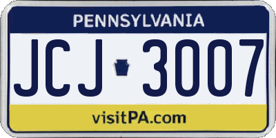 PA license plate JCJ3007