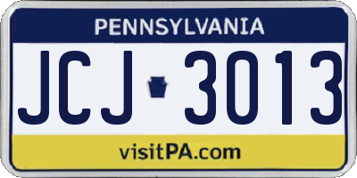 PA license plate JCJ3013