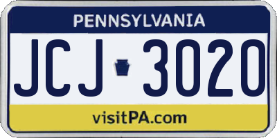 PA license plate JCJ3020
