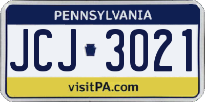 PA license plate JCJ3021