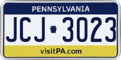 PA license plate JCJ3023