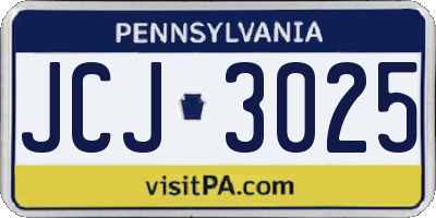PA license plate JCJ3025