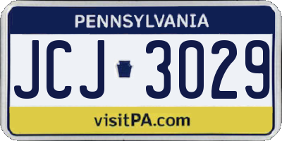 PA license plate JCJ3029
