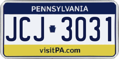 PA license plate JCJ3031