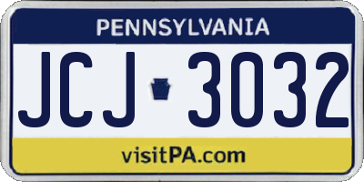 PA license plate JCJ3032
