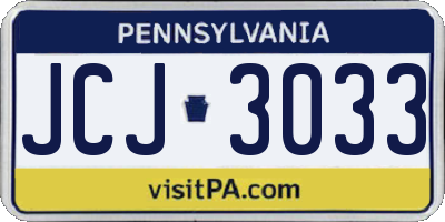 PA license plate JCJ3033
