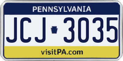 PA license plate JCJ3035