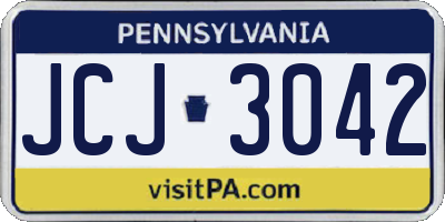 PA license plate JCJ3042