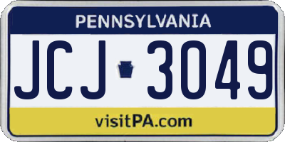 PA license plate JCJ3049