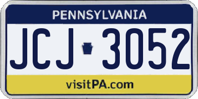 PA license plate JCJ3052