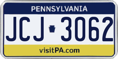 PA license plate JCJ3062