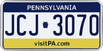 PA license plate JCJ3070
