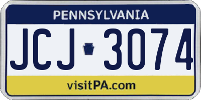 PA license plate JCJ3074