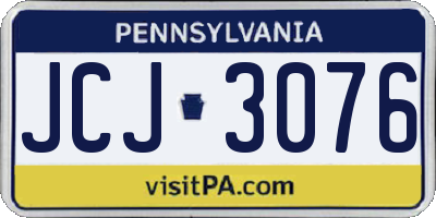 PA license plate JCJ3076